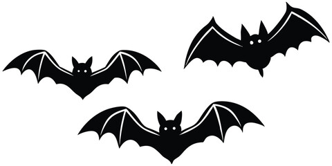Halloween Bats Silhouette Vector On White Background