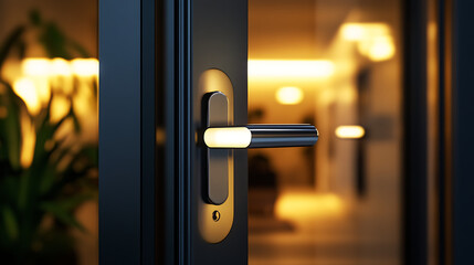 A man is sitting in front of a computer monitor with a purple background. The man is wearing a black shirt and is looking at the screen