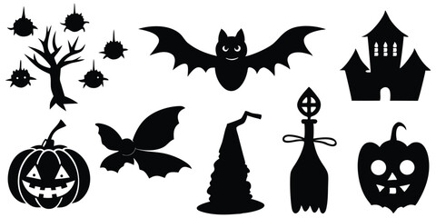 Vector Collection Of Black Silhouette Halloween Elements