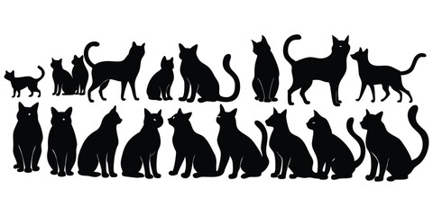 Cat Silhouettes Set Large Vector Collection