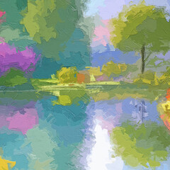 Various oil paintings, flowers, lakes, landscapes, forests, swallows, landscapes, lotus flowers, lotus leaves, swans, tulips