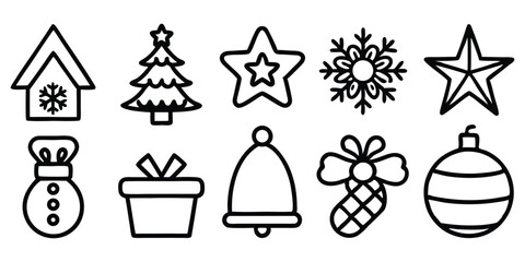 Collection Of Christmas Icons On White Background