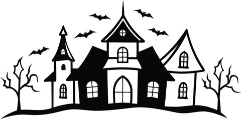 Halloween House Silhouette Bundle Vector Set