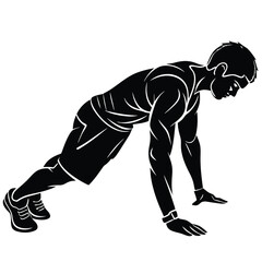 Fototapeta premium Dynamic male athlete silhouette in intense workout pose isolated on transparent background