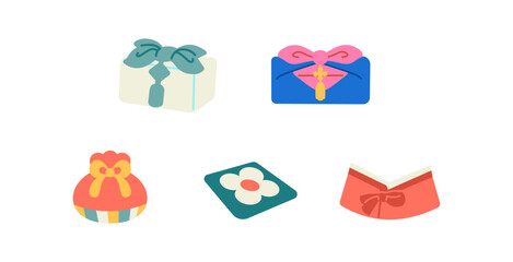 korean traditional holiday items vector set