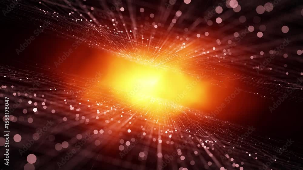 Aufkleber blurred abstract fire flames with digital cyberspace dots lines network roar loop motion background.