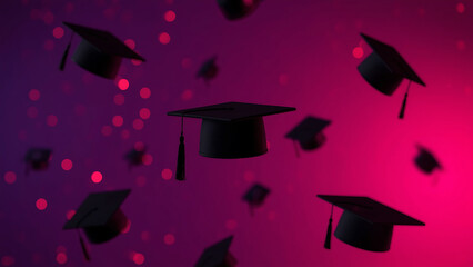 mba graduation 2025 cap and purple blue graduating hat top cap and gown diploma, Congratulations Class of 2025 happy woman university graduate in graduation gown and cap in college campus Education