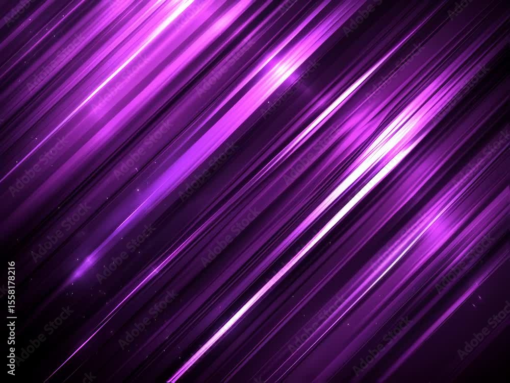 Poster abstract diagonal streaks of vibrant purple and white light, creating a dynamic and energetic visual