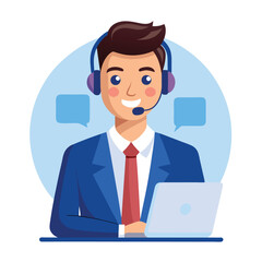 Man wearing headset in clean studio