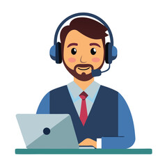 Service executive helping client remotely