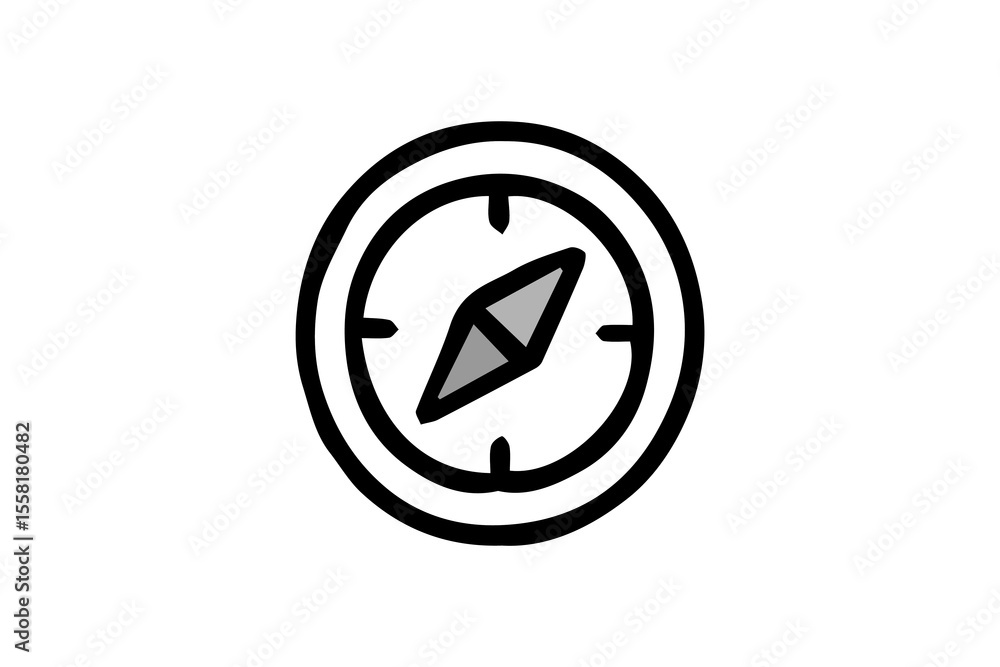 Poster this is a clean and simple line art illustration of a compass. the image features a circular outer r