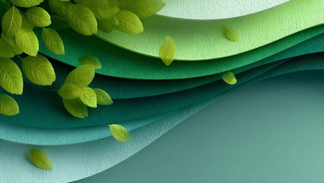 Green and White Wavy Lines Abstract Background