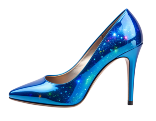 Blue Crystal Stiletto Lying on Side with Light Refraction, Transparent PNG