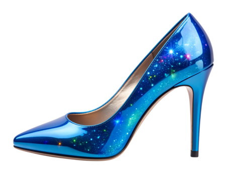 Blue Crystal Stiletto Lying on Side with Light Refraction, Transparent PNG