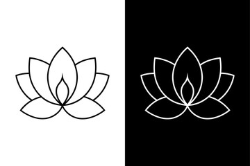 Minimal Lotus Flower Mandala Single Line Art Vector Pictogram