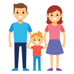Happy Family Portrait Illustration Parents and Child Holding Hands