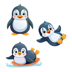 Obraz premium ペンギンのキャラクターイラストセット