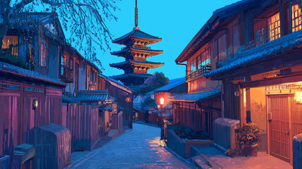 Japanese style townscape background wallpaper in Japan