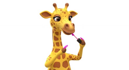 Fototapeta premium Giraffe applying makeup digital illustration