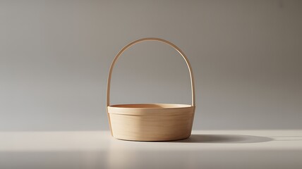 Elegant Wooden Handled Basket Minimalist Home Decor