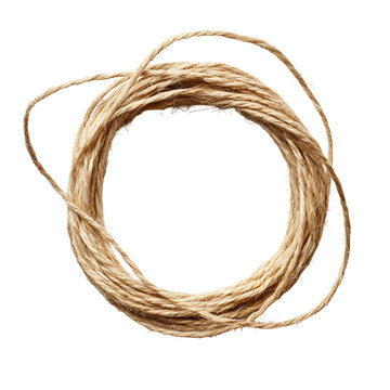 Natural twine rope coil isolated background craft material texture