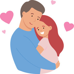 Tender Father Daughter Embrace Illustration Happy Family Love