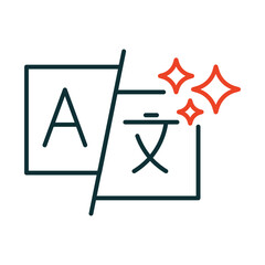 AI Generated Translation icon. Multilingual Translation, AI-Powered Language Tools, Cross-Language Communication, Digital Localization, Language Solutions.