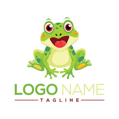 Smiling Cartoon Frog Logo Template
