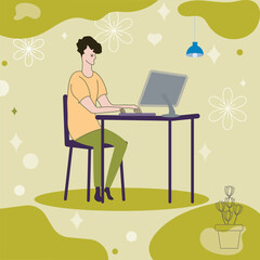 Working on laptop computer, professional and worker on computer.