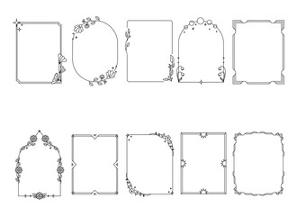 Vintage ornament frame. Decorative border frames, retro style divider. Elegant vintage frame and wedding ornaments Isolated icons vector set. Calligraphic filigree black ink borders collection