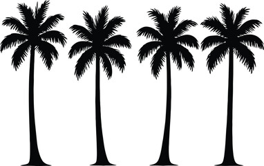 Black palm tree set vector