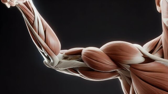 Human arm muscular anatomy detailed 3 d medical illustration