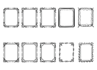 Vintage ornament frame. Decorative border frames, retro style divider. Elegant vintage frame and wedding ornaments Isolated icons vector set. Calligraphic filigree black ink borders collection