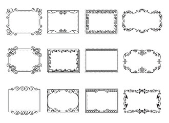 Vintage ornament frame. Decorative border frames, retro style divider. Elegant vintage frame and wedding ornaments Isolated icons vector set. Calligraphic filigree black ink borders collection