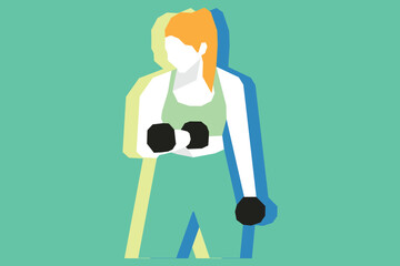 A woman is exercising using dumbbells illustration design