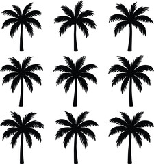 icon  set of palm tree