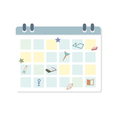 Minimalist calendar of school assignments on white background, organization