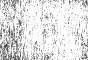 Obraz na płótnie Canvas Distressed wood grain texture vector illustration. Vertical scratch lines forming rustic surface effect. Black grunge background on white.