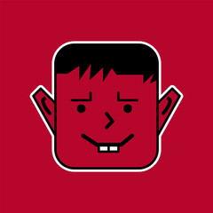 Unique Red Faced Boy With Buck Teeth Illustration Flat Design Cartoon Character Head