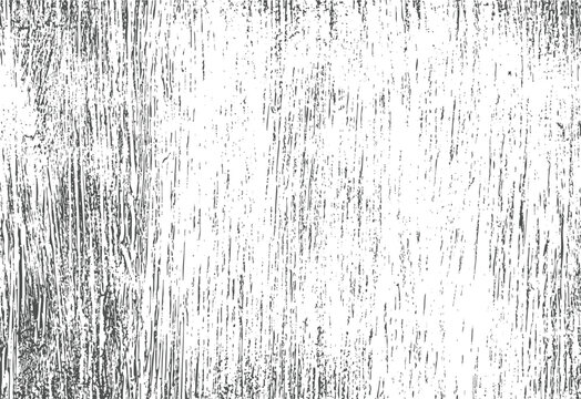 Distressed wood grain texture vector illustration. Vertical scratch lines forming rustic surface effect. Black grunge background on white.