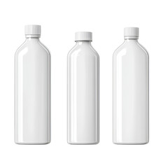 Three white plastic bottles mockup product packaging design