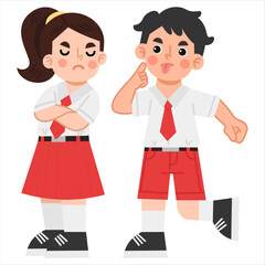 Illustration of a boy teasing a girl