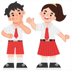 Illustration of a girl and a boy discussing