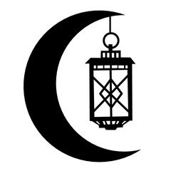 crescent moon lantern vector