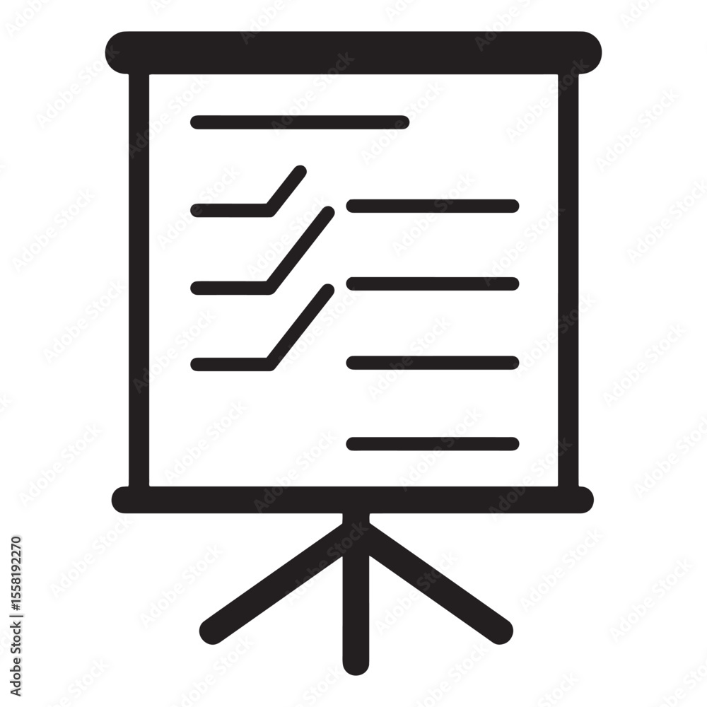 Poster simple vector illustration of a presentation board showing business charts and data