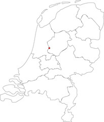 Obraz premium Simple outline map of the Netherlands with highlighted capital city