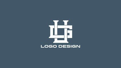 Classic GU monogram logo with bold interlocking initials on blue-gray background, suitable for universities, premium brands, or vintage business identity