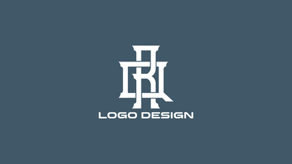Elegant QR monogram logo in classic style on blue-gray background, ideal for luxury branding, personal identity, or boutique business use