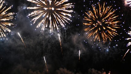 Golden Firework Countdown to new year 2025 party time event anniversary independence day night time...