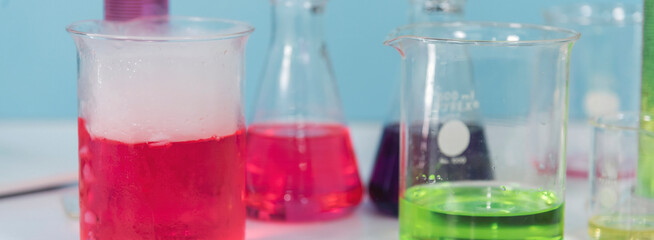 Banner Science laboratory chemistry test science lab with microscope glass tubes chemical beaker...
